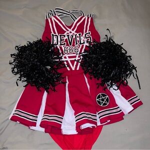 Dolls Kill Red and White Cheerleader Costume